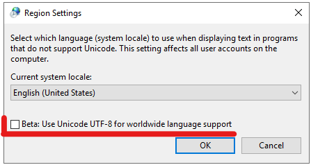 UTF-8 setting